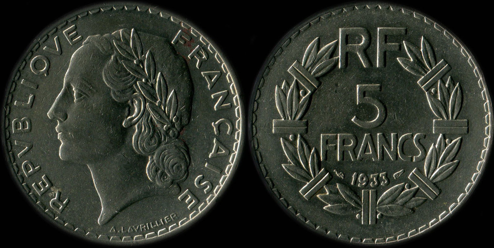 Pièce de 5 francs Lavrillier 1933