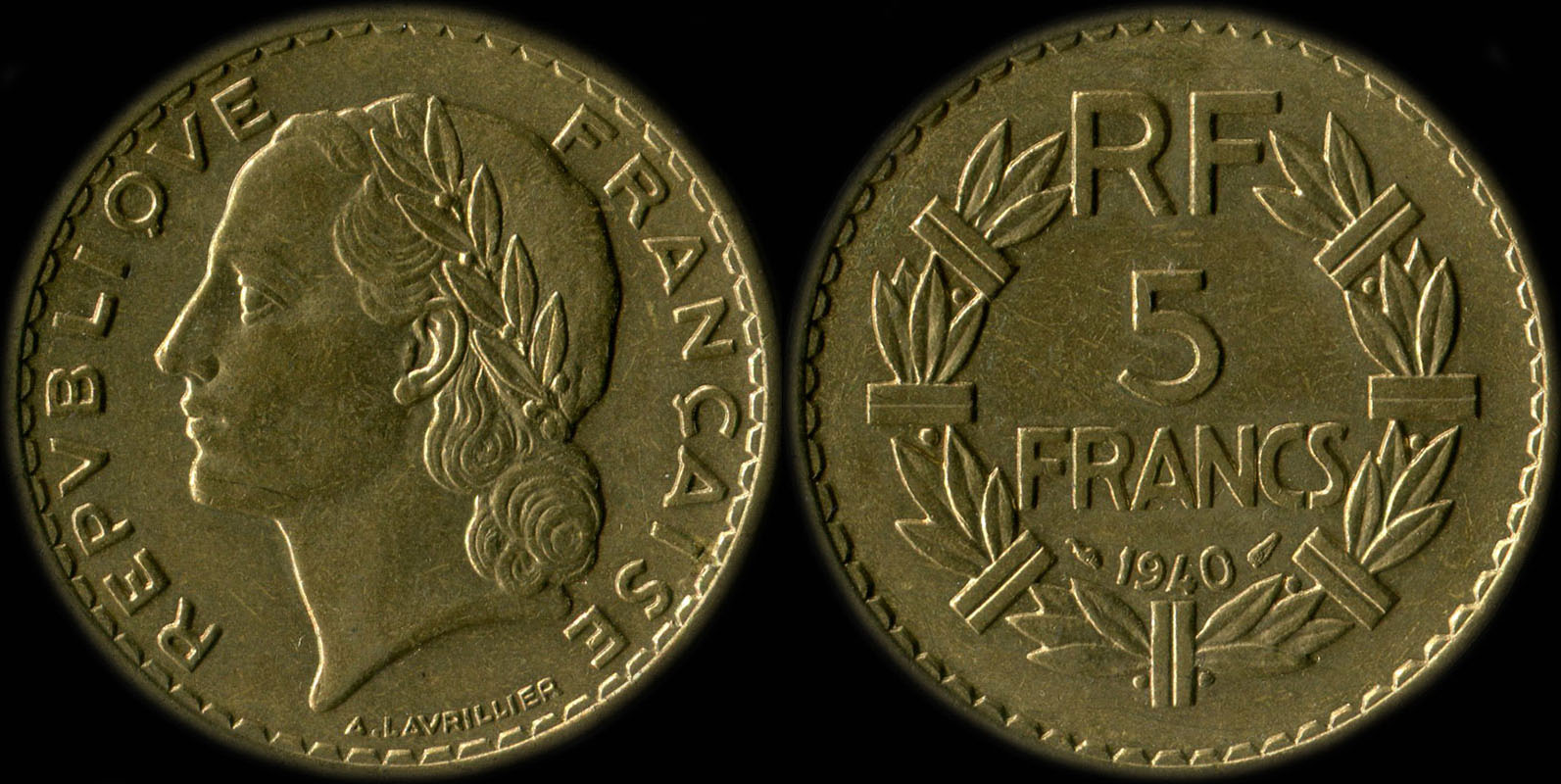 Pièce de 5 francs Lavrillier 1940