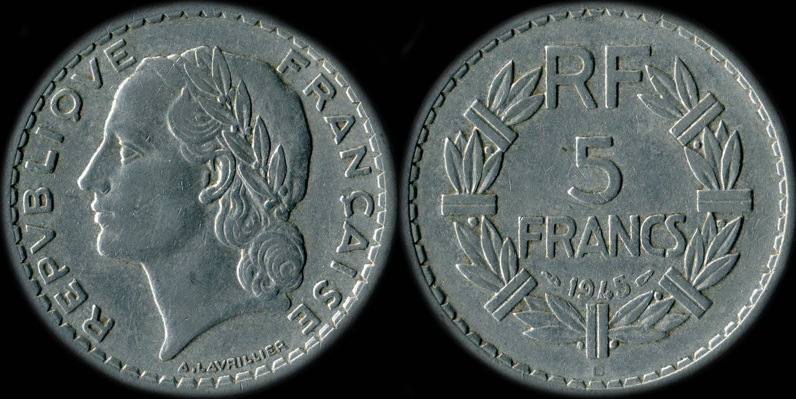 Pi�ce de 5 francs Lavrillier 1945B aluminium