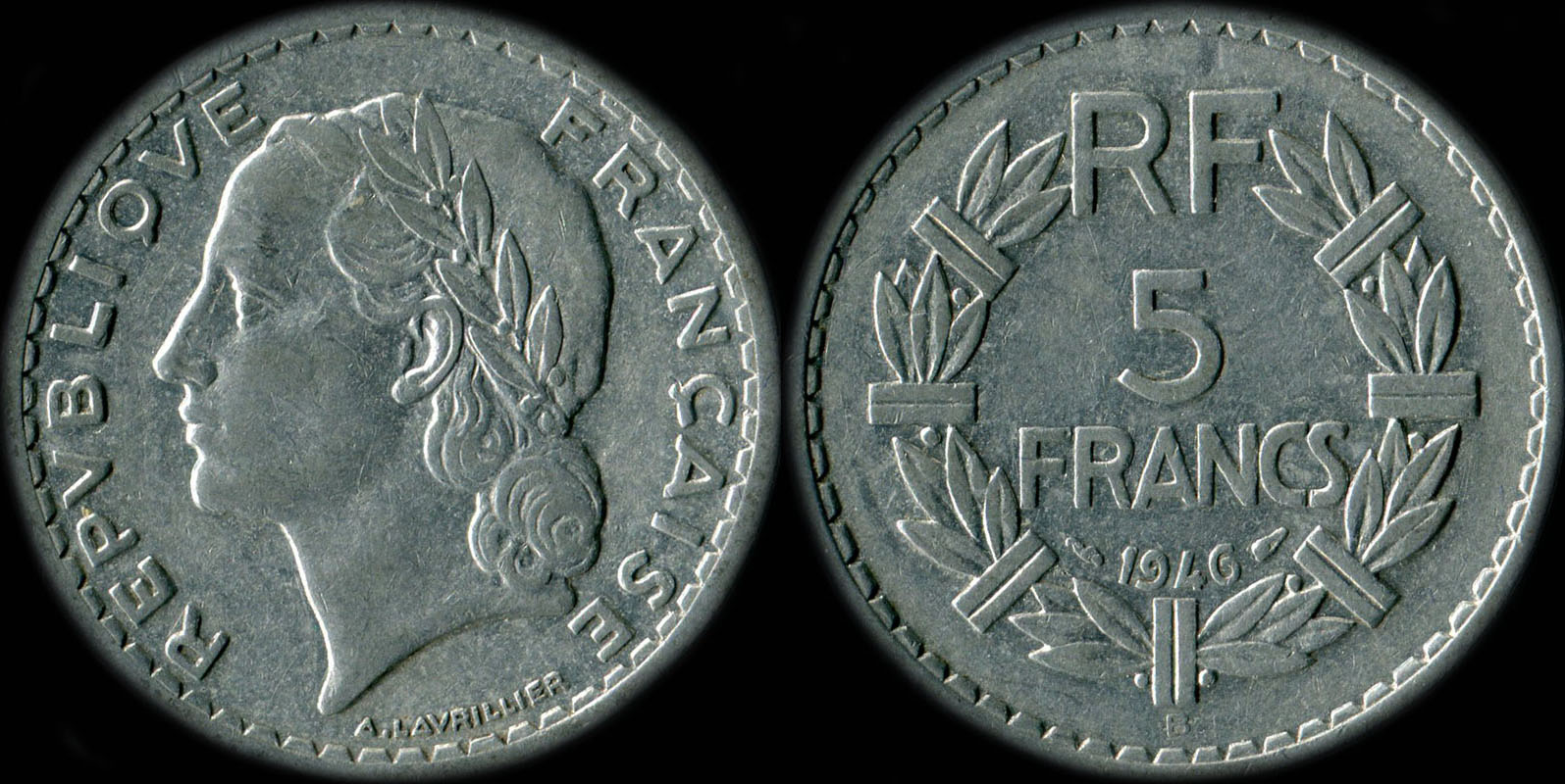 Pi�ce de 5 francs Lavrillier 1946B aluminium