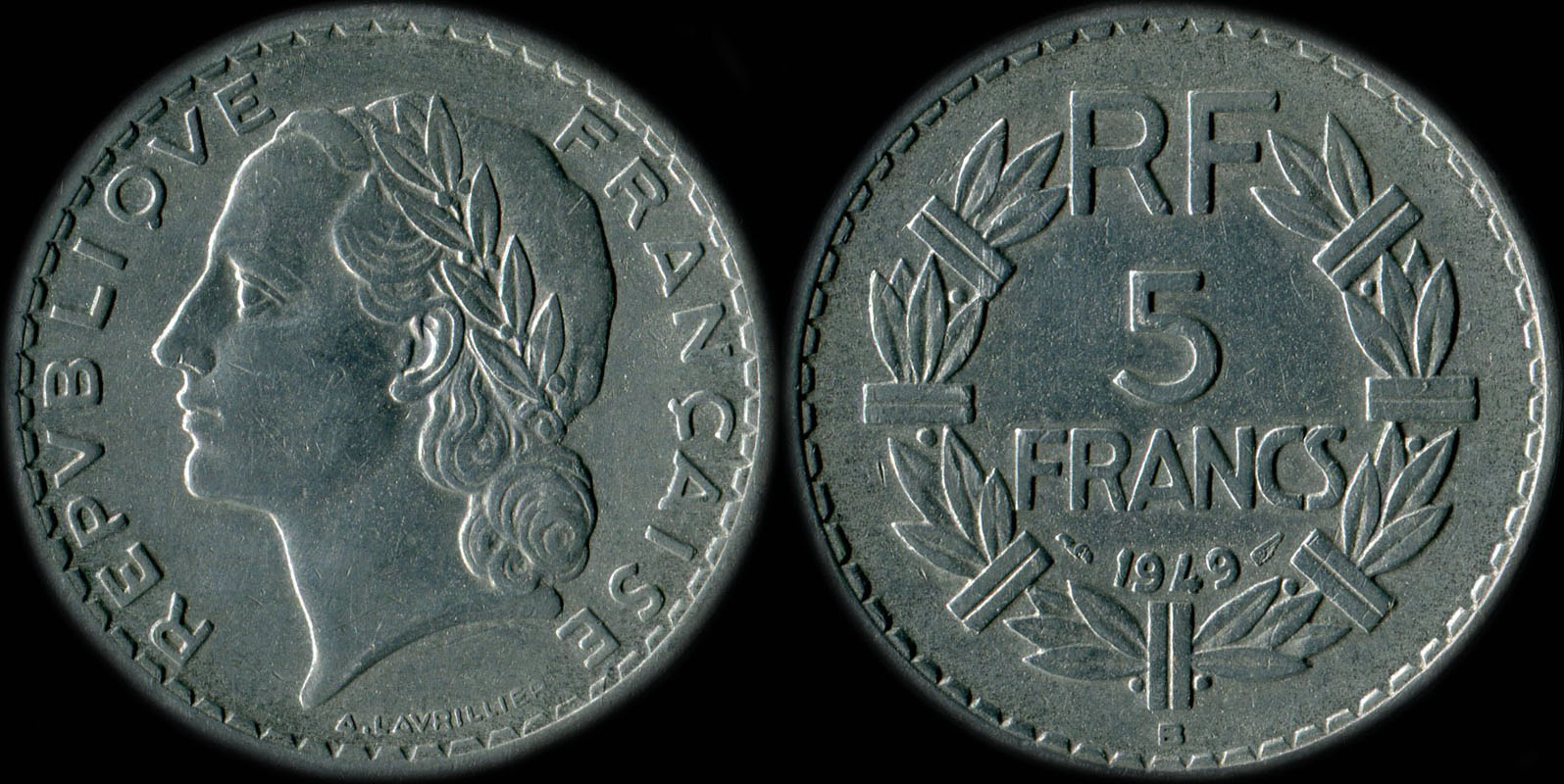 Pi�ce de 5 francs Lavrillier 1949B aluminium