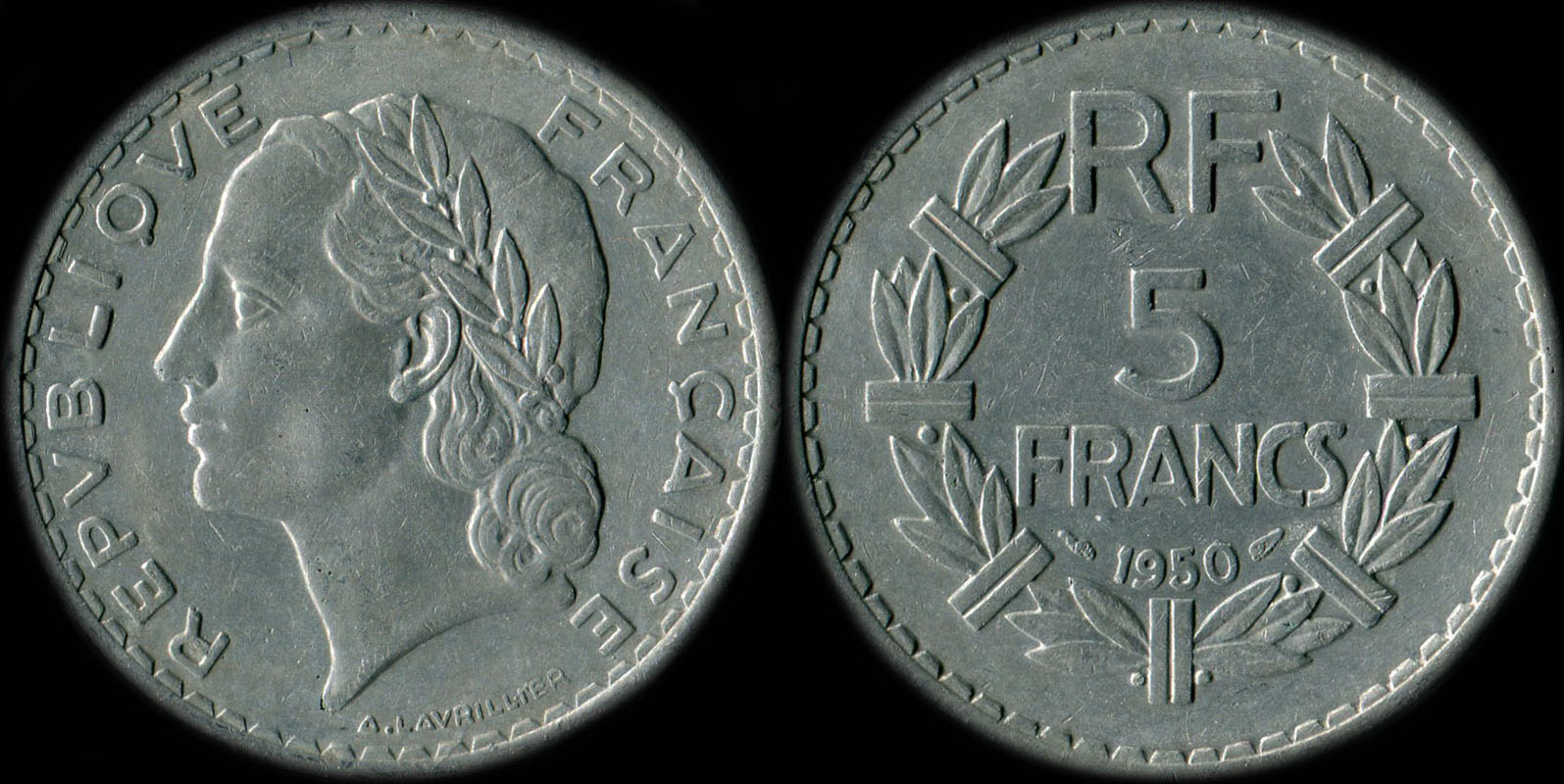 Pi�ce de 5 francs Lavrillier 1950 aluminium