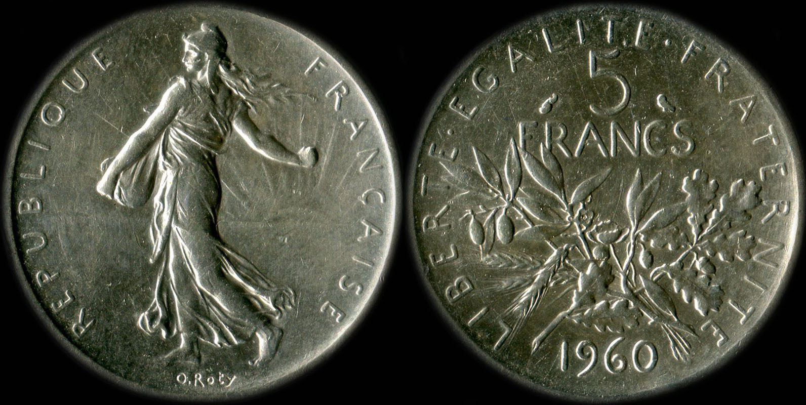 Pi�ce de 5 francs 1960 Semeuse argent