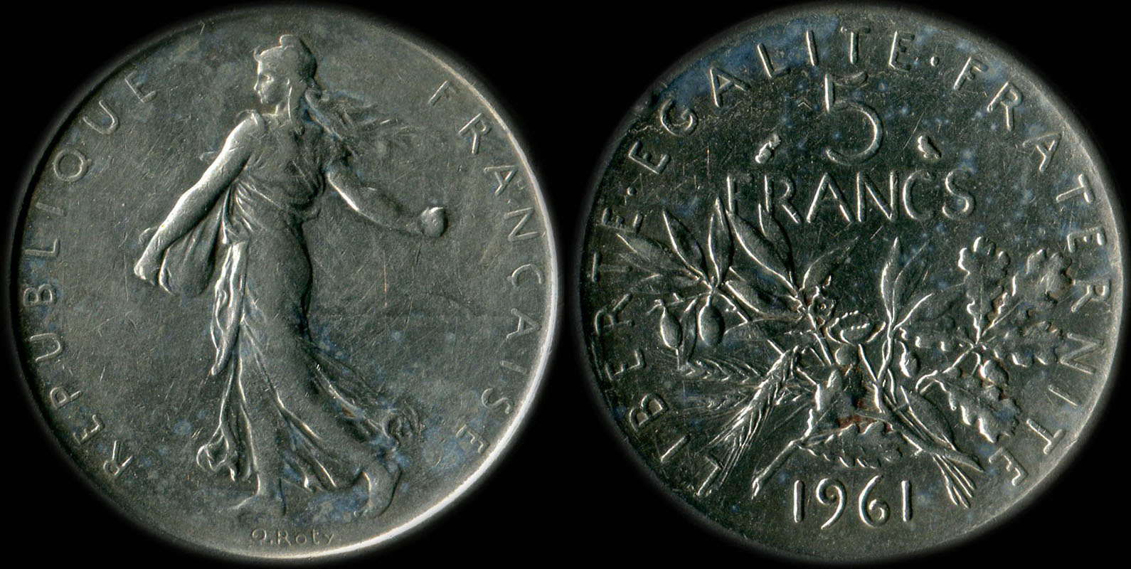 Pièce de 5 francs 1961 Semeuse argent