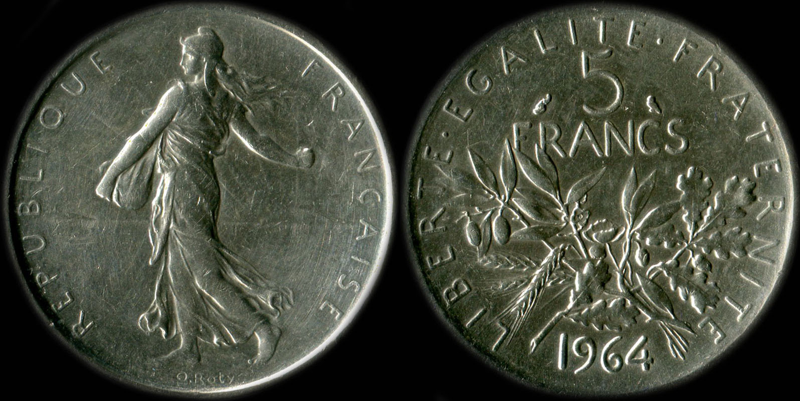 Pièce de 5 francs 1964 Semeuse argent