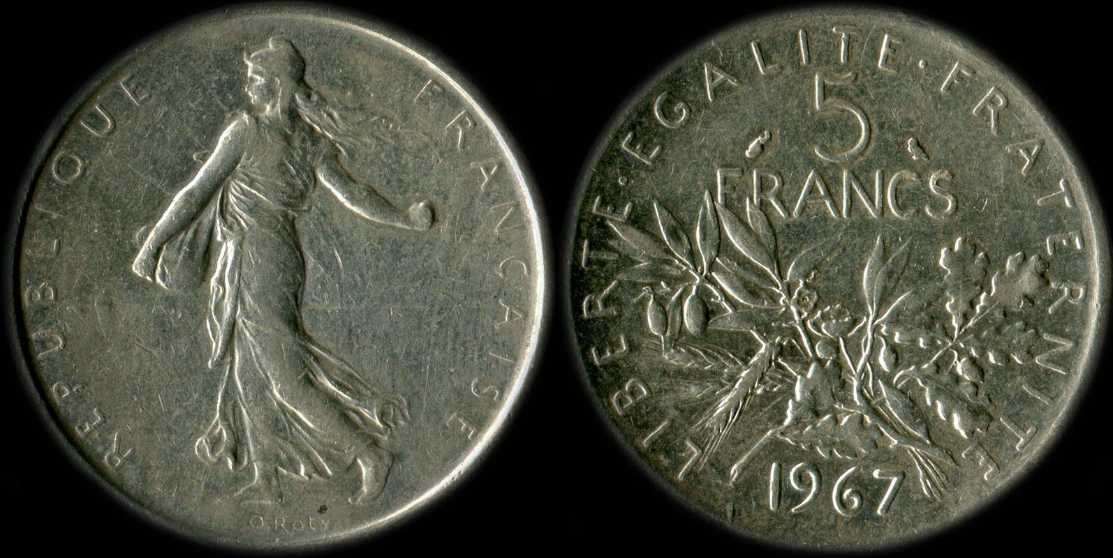 Pièce de 5 francs 1967 Semeuse argent