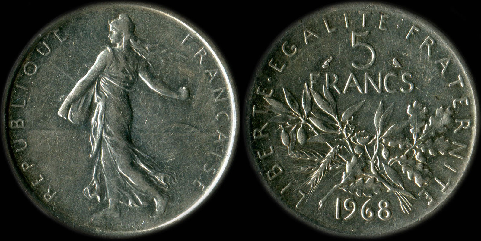 Pi�ce de 5 francs 1968 Semeuse argent