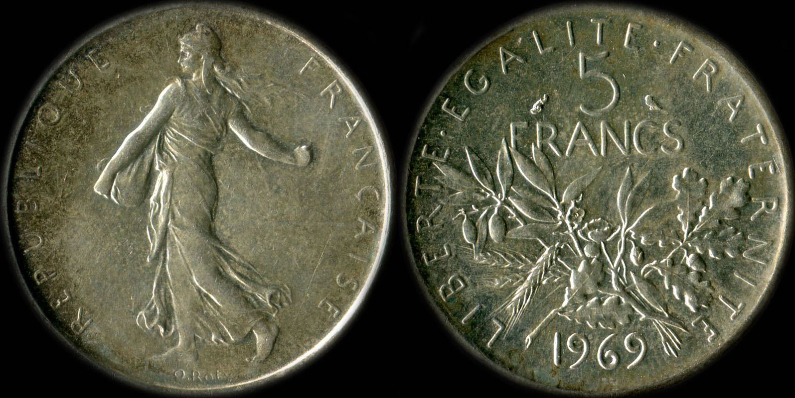 Pièce de 5 francs 1969 Semeuse argent