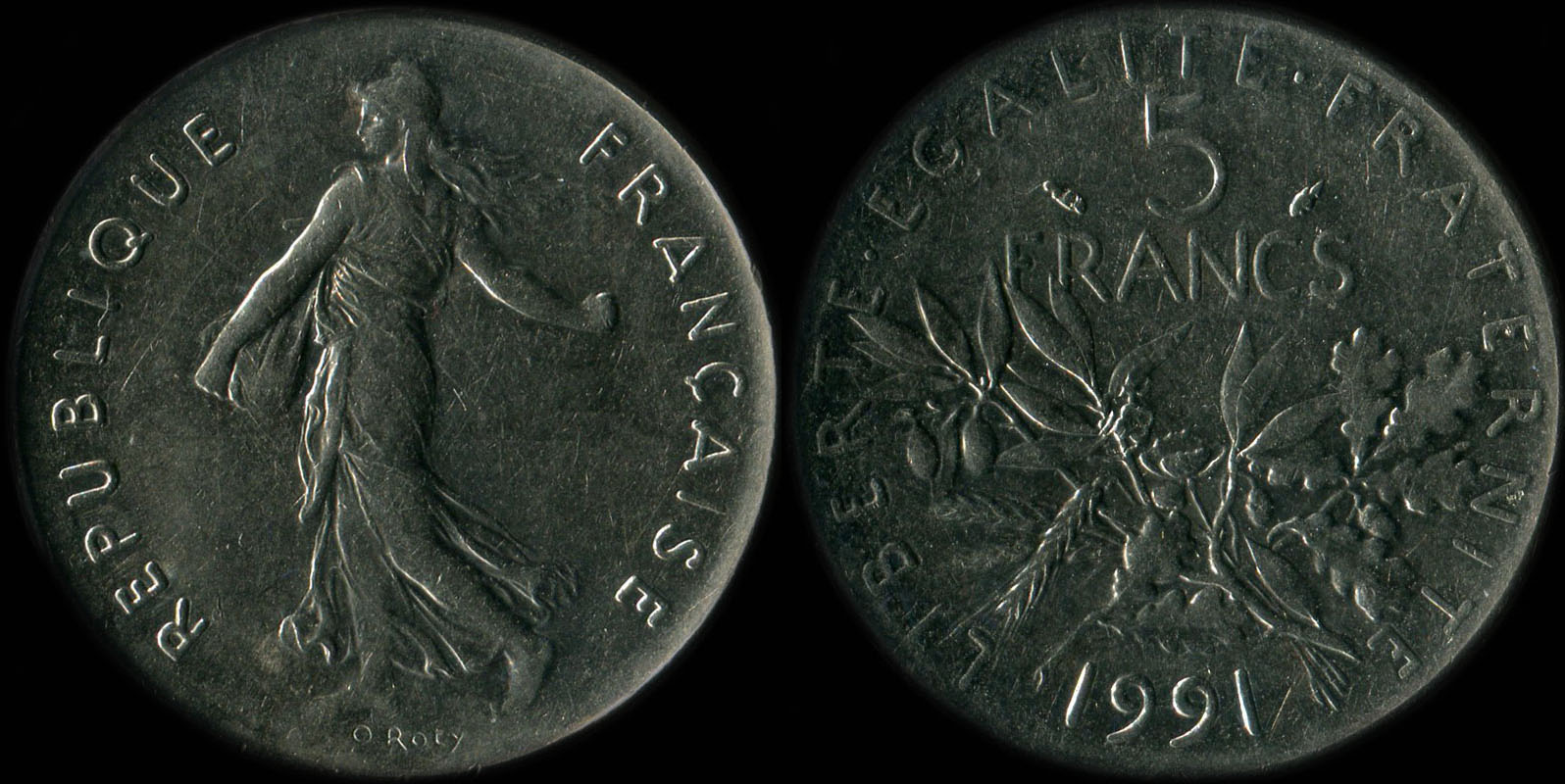 Pi�ce de 5 francs 1991 Semeuse cupro-nickel
