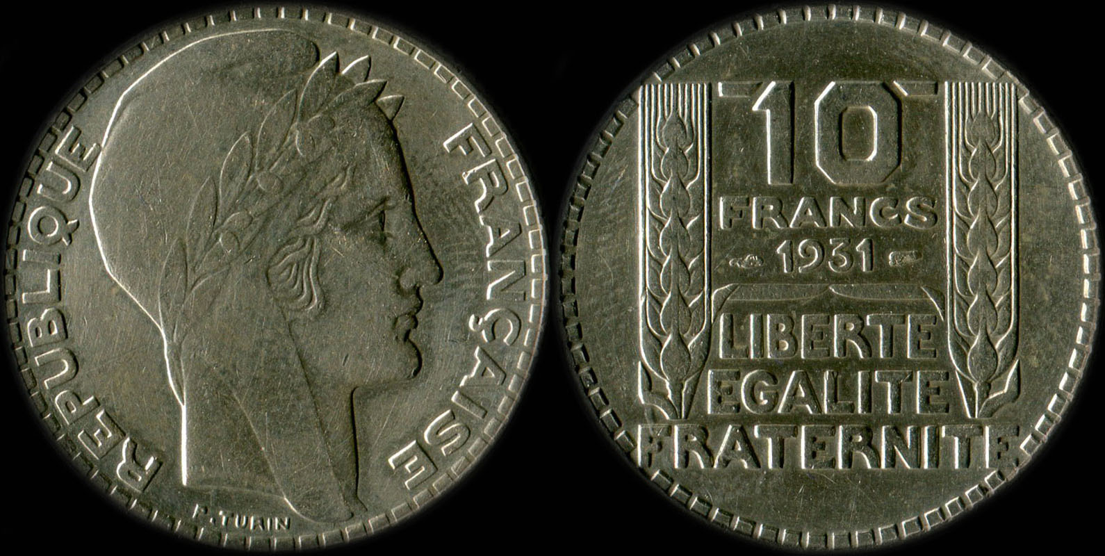 Pièce de 10 francs Turin argent 1931