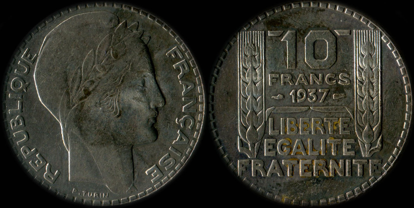 Pièce de 10 francs Turin argent 1937