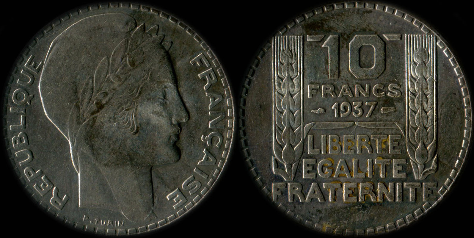 Pi�ce de 10 francs Turin argent 1937