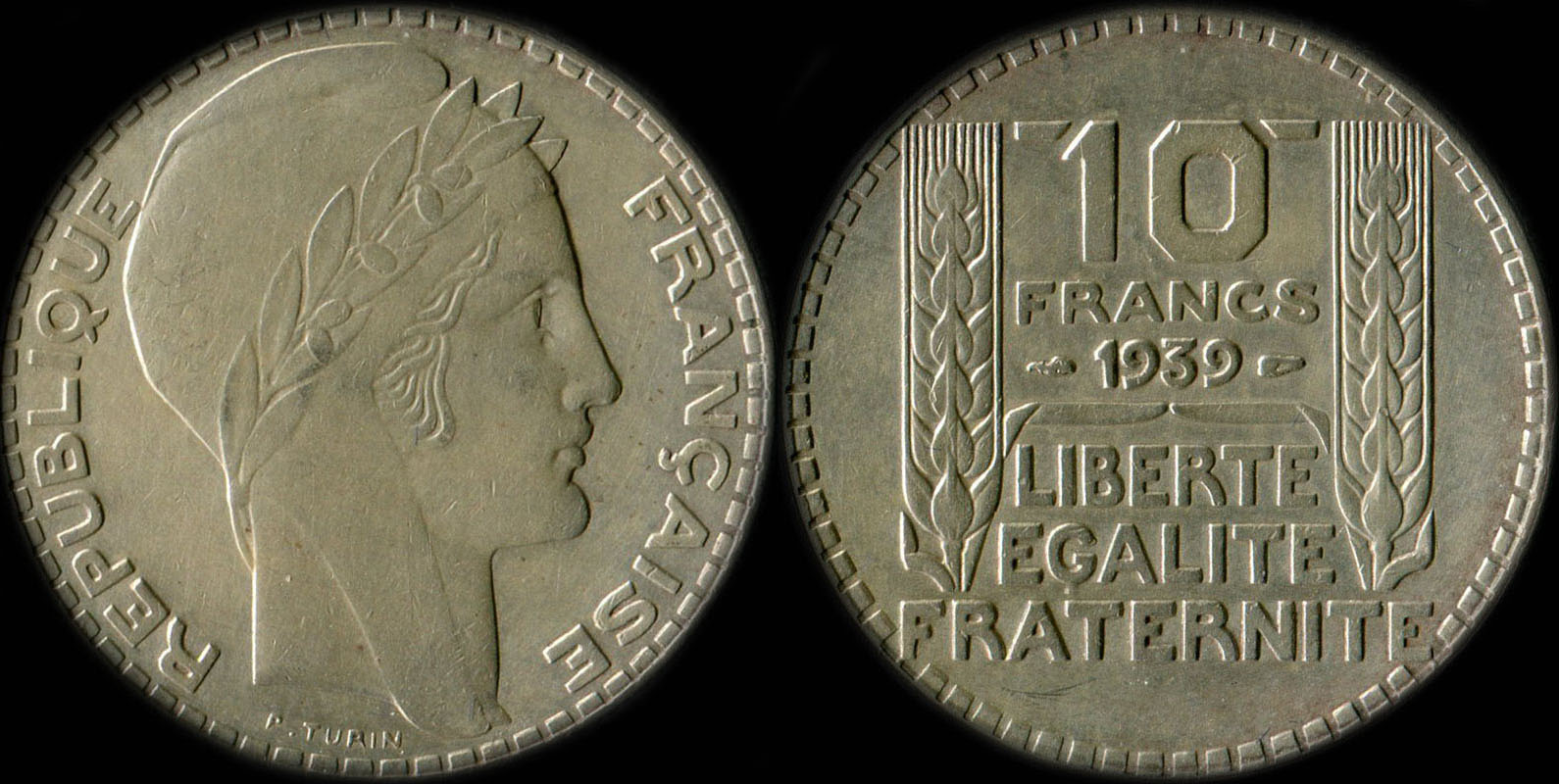 Pièce de 10 francs Turin argent 1939