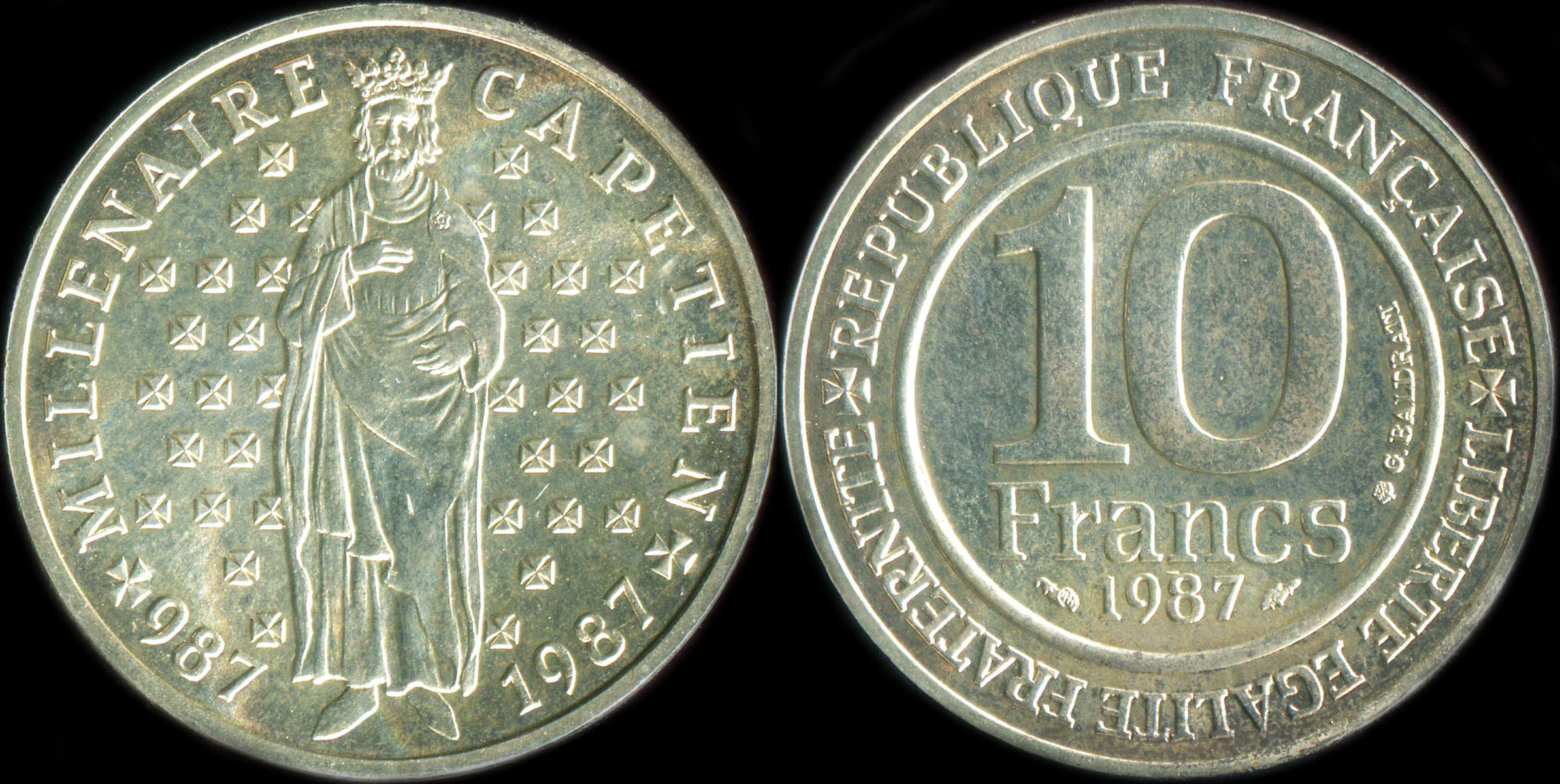Pièce de 10 francs Millénaire Capétien 987-1987 - 1987 argent BU