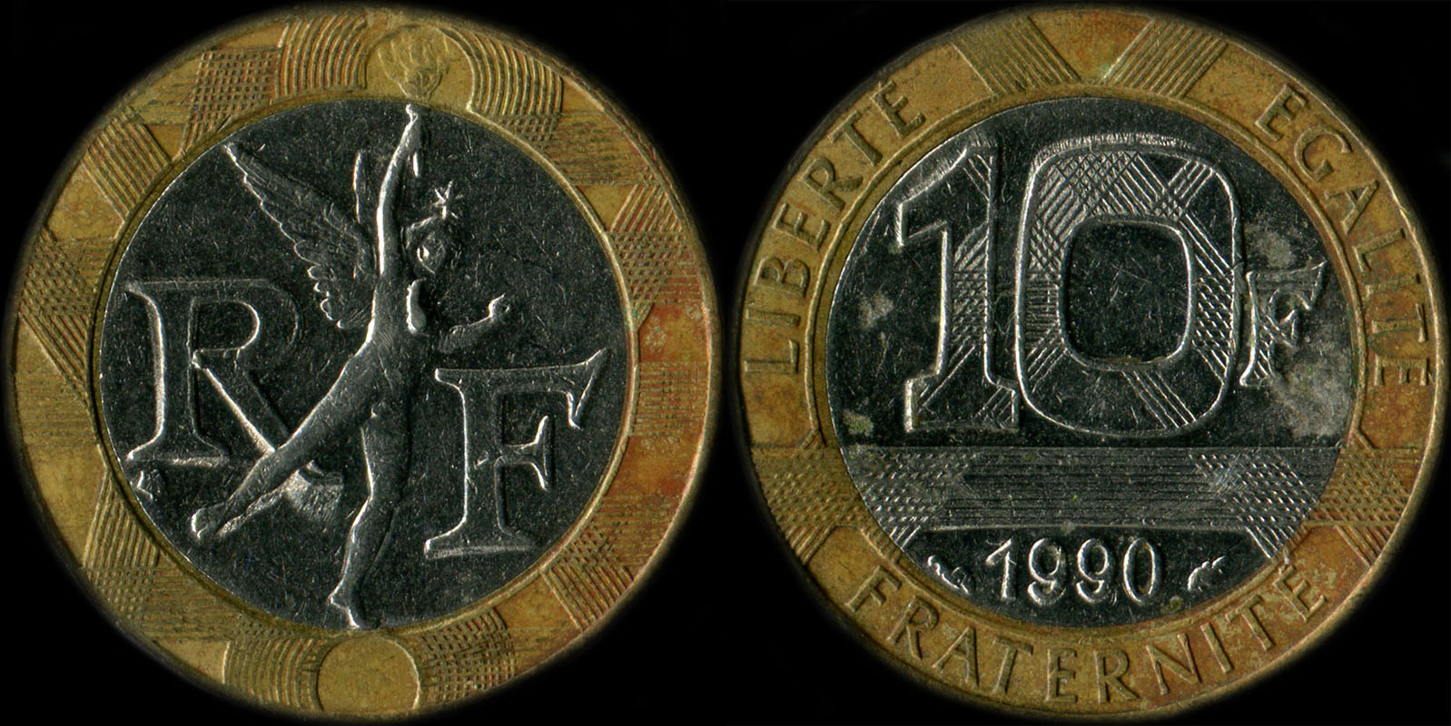 Pi�ce de 10 francs G�nie 1992 avec point sur le buste