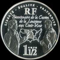 Pièce de 1 ½ euro 2003 - Bicentenaire de la Cession de la Louisiane aux Etats-Unis - avers