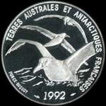 Pièce de 5 francs 1992 - Terres Australes et Antarctiques Françaises - Albatros - Terre Adélie - Dumont d'Urville - avers