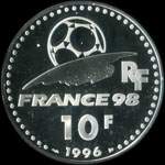 Pièce de 10 francs 1996 - Coupe du Monde 1998 - Uruguay - revers