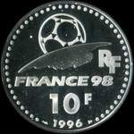 Pi�ce de 10 francs 1996 - Coupe du Monde 1998 - Uruguay - revers