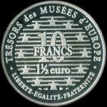 Pi�ce de 10 francs - 1 � euro - 1996 - Tr�sors des Mus�es d'Europe - La Source par Jean-Auguste-Dominique Ingres (Mus�e d'Orsay � Paris) - revers