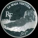 Pi�ce de 10 francs - 1 � euro - 1996 - Tr�sors des Mus�es d'Europe - La Maja Vestida par Francisco de Goya (Mus�e du Prado � Madrid) - avers