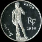 Pi�ce de 10 francs - 1 � euro - 1996 - Tr�sors des Mus�es d'Europe - David par Michel-Ange (Galerie de l'Acad�mie de Florence) - avers