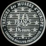 Pi�ce de 10 francs - 1 � euro - 1996 - Tr�sors des Mus�es d'Europe - David par Michel-Ange (Galerie de l'Acad�mie de Florence) - revers