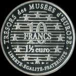Pièce de 10 francs - 1 ½ euro - 1996 - Trésors des Musées d'Europe - L'Eléphant (Musée Guimet de Paris) - revers