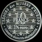 Pièce de 10 francs - 1 ½ euro - 1996 - Trésors des Musées d'Europe - Le Fifre par Edouard Manet (Musée d'Orsay à Paris) - revers