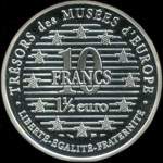 Pièce de 10 francs - 1 ½ euro - 1997 - Trésors des Musées d'Europe - Femme à la Boîte par Kitagawa Utamaro (Musée Guimet à Paris) - revers