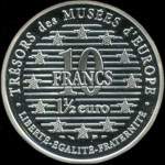 Pi�ce de 10 francs - 1 � euro - 1997 - Tr�sors des Mus�es d'Europe - Femme � la Bo�te par Kitagawa Utamaro (Mus�e Guimet � Paris) - revers