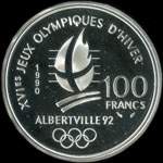 Pièce de 100 francs 1990 - XVIes Jeux Olympiques d'Hiver - Albertville 92 - Ski Acrobatique - Chamois - revers
