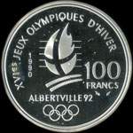Pi�ce de 100 francs 1990 - XVIes Jeux Olympiques d'Hiver - Albertville 92 - Slalom Moderne et Belle Epoque - revers