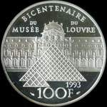 Pièce de 100 francs 1993 - Bicentenaire du Musée du Louvre - L'Infante Marie-Marguerite - revers