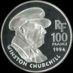 Pièce de 100 francs 1994 - La Liberté retrouvée - Winston Churchill - revers