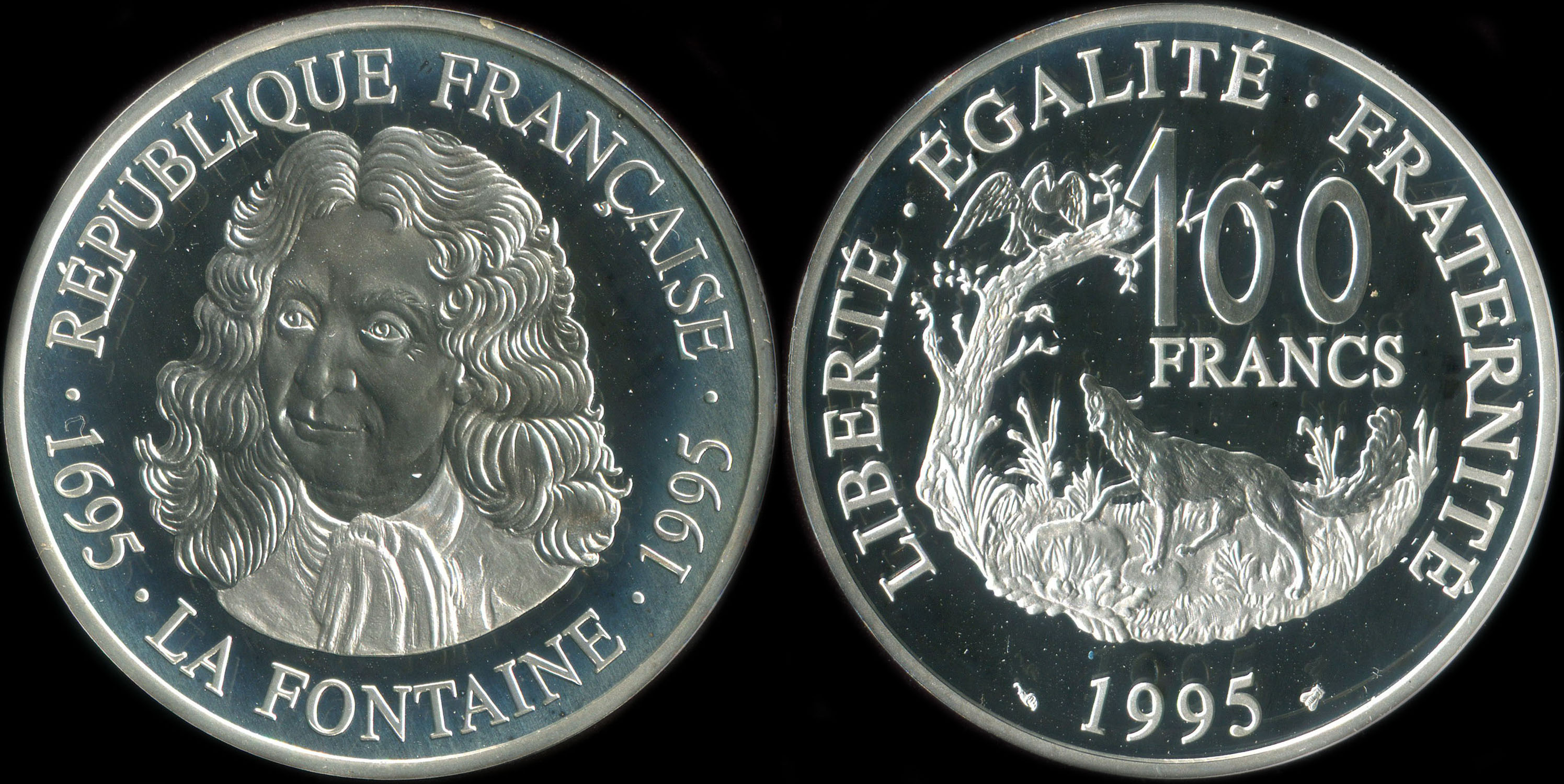 Pice de 100 francs 1995 - Personnages célèbres - Jean de La Fontaine