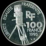 Pi�ce de 100 francs 1995 - Centenaire du Cin�ma - Marcel Pagnol - revers