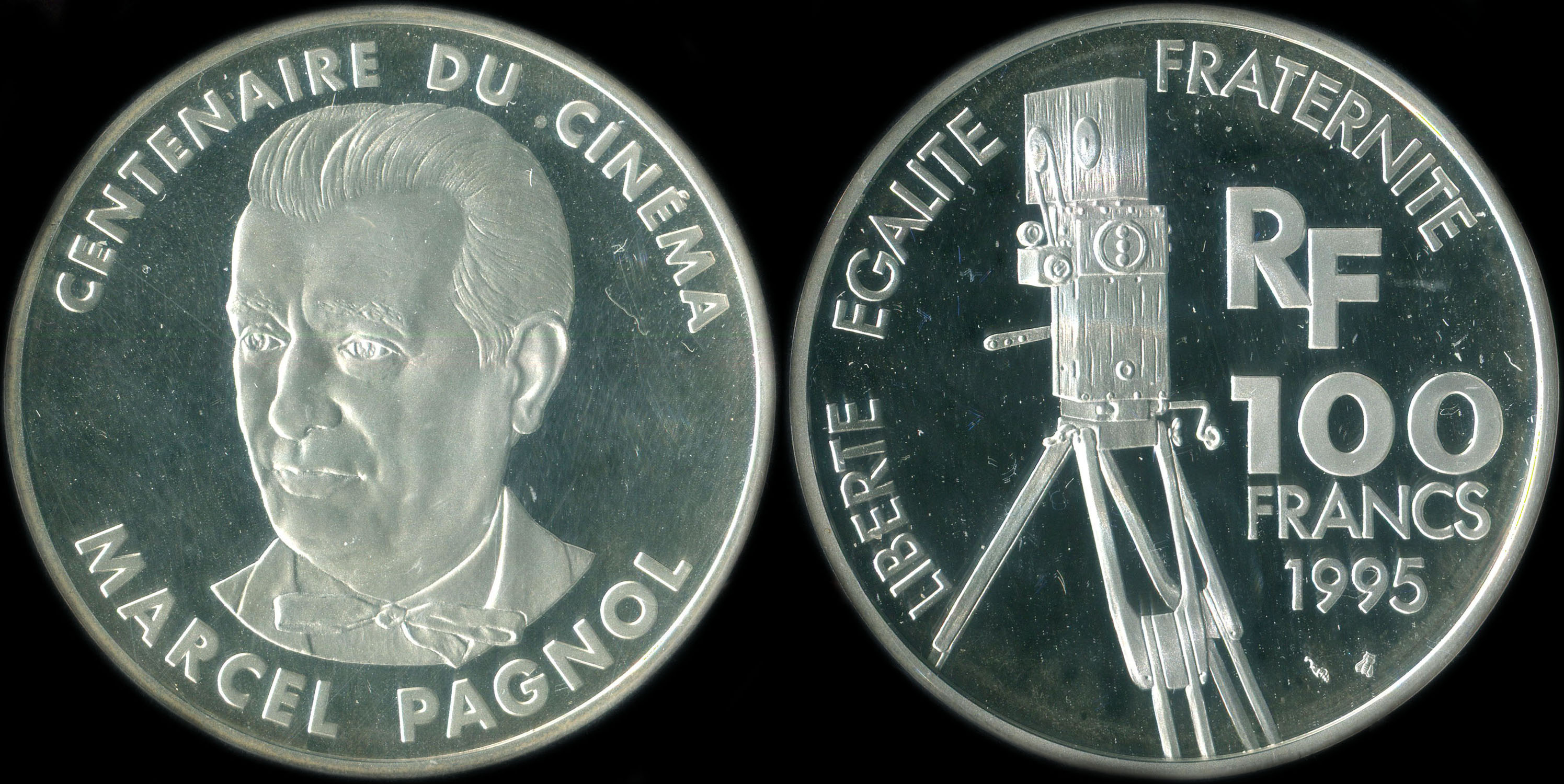 Pi�ce de 100 francs 1995 - Centenaire du Cin�ma - Marcel Pagnol