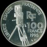 Pi�ce de 100 francs 1995 - Centenaire du Cin�ma - Yves Montand - revers