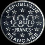 Pi�ce de 100 francs - 15 euro - 1996 - La Grand'Place de Bruxelles - revers