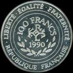 Pièce de 100 francs - 15 ecus - 1990 - Charlemagne 742-814 - avers