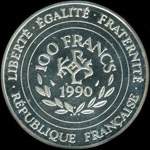 Pi�ce de 100 francs - 15 ecus - 1990 - Charlemagne 742-814 - avers