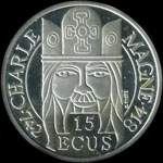 Pi�ce de 100 francs - 15 ecus - 1990 - Charlemagne 742-814 - revers