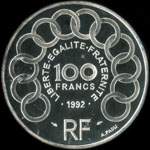 Pi�ce de 100 francs - 15 ecus - 1992 - Jean Monnet 1888-1979 - revers