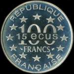 Pi�ce de 100 francs - 15 ecus - 1995 - Le Parth�non - revers