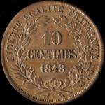 Pi�ce de 10 centimes 1848 - Concours de Boivin - cuivre avec revers de type A - revers