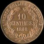 Pièce de 10 centimes 1848 - Concours de François Alard (dit Gamot) - cuivre avec revers de type A - revers