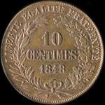 Pièce de 10 centimes 1848 - Concours de Domard - cuivre avec revers de type A - revers