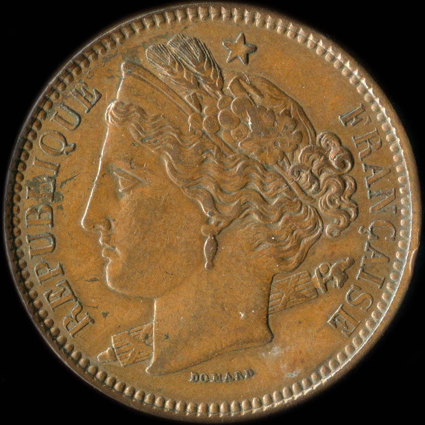 Pi�ce de 10 centimes 1848 - Concours de Domard modifi� - cuivre avec revers de type A