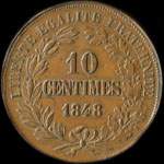 Pi�ce de 10 centimes 1848 - Concours de Domard modifi� - cuivre avec revers de type A - revers
